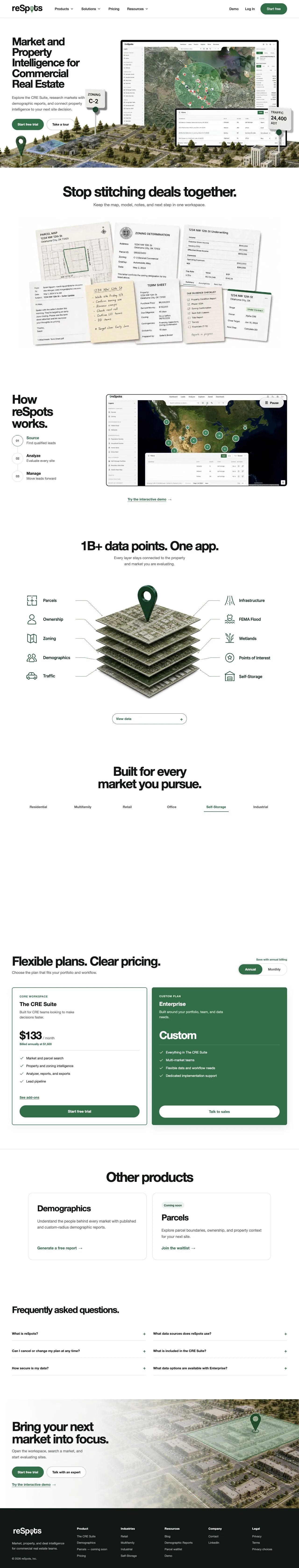 Homepage design for reSpots